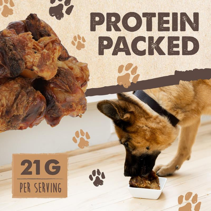 Mighty Paw Naturals Cow Kneecap Chews for Dogs 8 Pack - High Protein Meaty Treats Grain-Free Gluten-Free Lactose-Free