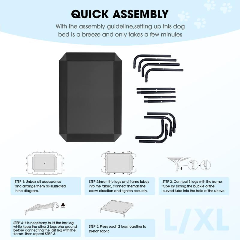 【Tiktokshopblackfriday】 VALUXE Elevated Dog Bed for Large Dogs, Cooling Pet Cot with Breathable Mesh & Durable Frame, Easy to Clean Raised Pet Mats for Indoor & Outdoor Home