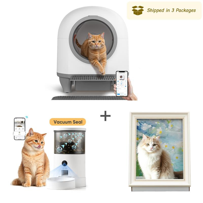 Warcat Smart Low-Noise Auto-Cleaning Litter Box 90L Self Cleaning Cat Litter Box App-Controlled via 2.4G Wifi with 10 Smart Sensors, Safety Protection, Easy Maintenance, Easy Setup & Clean Tiktokshopblackfriday