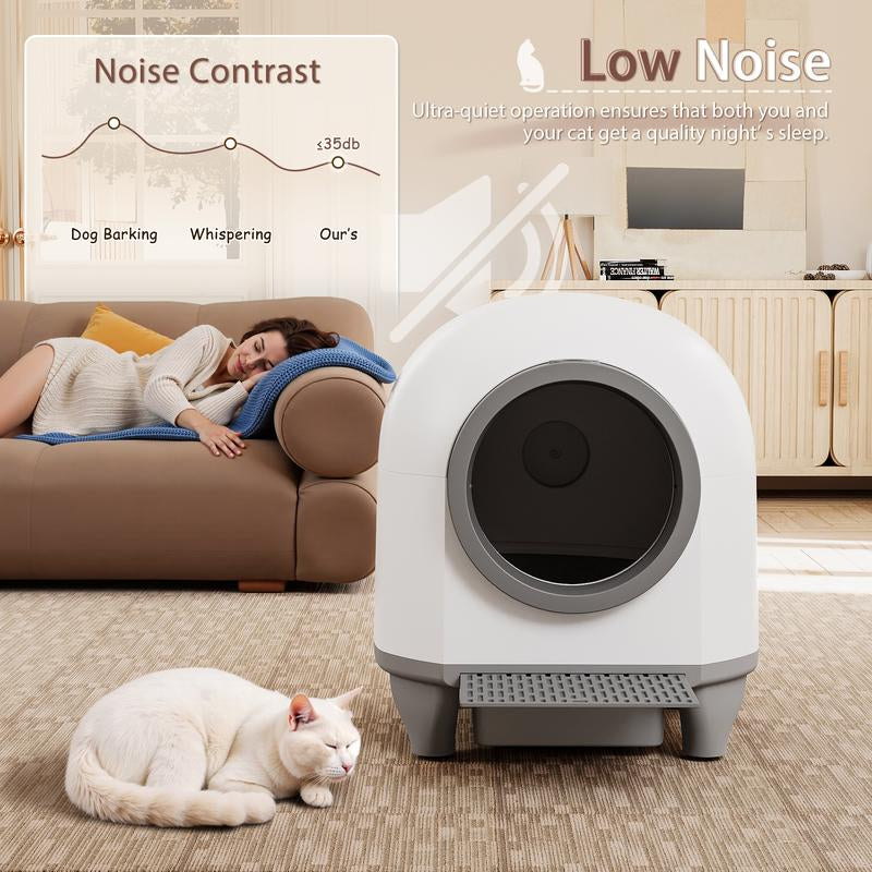 Warcat Smart Low-Noise Auto-Cleaning Litter Box 90L Self Cleaning Cat Litter Box App-Controlled via 2.4G Wifi with 10 Smart Sensors, Safety Protection, Easy Maintenance, Easy Setup & Clean Tiktokshopblackfriday