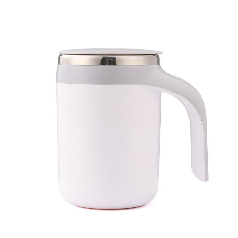 Coffeecup 380Ml Electric Coffee Mug with Lazy Rotating Magnet Design Stainless Steel Automatic Stirring Reusable Travel Mug White
