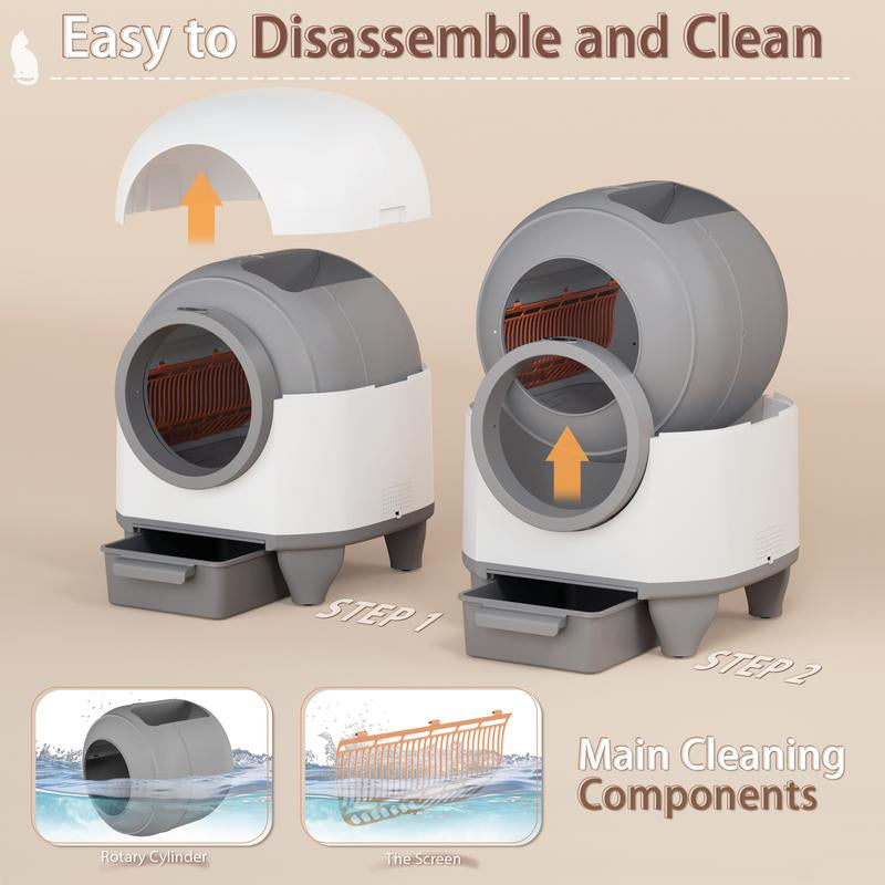 Warcat Smart Low-Noise Auto-Cleaning Litter Box 90L Self Cleaning Cat Litter Box App-Controlled via 2.4G Wifi with 10 Smart Sensors, Safety Protection, Easy Maintenance, Easy Setup & Clean Tiktokshopblackfriday