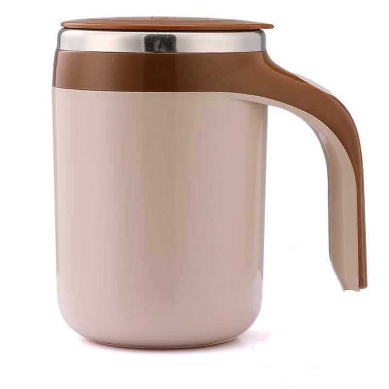 Coffeecup 380Ml Electric Coffee Mug with Lazy Rotating Magnet Design Stainless Steel Automatic Stirring Reusable Travel Mug White