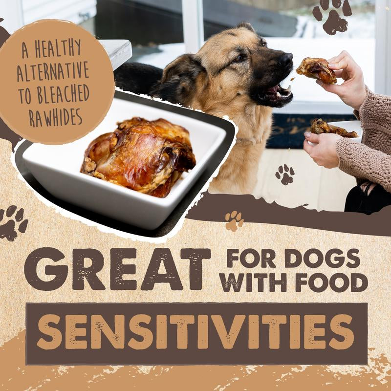 Mighty Paw Naturals Cow Kneecap Chews for Dogs 8 Pack - High Protein Meaty Treats Grain-Free Gluten-Free Lactose-Free