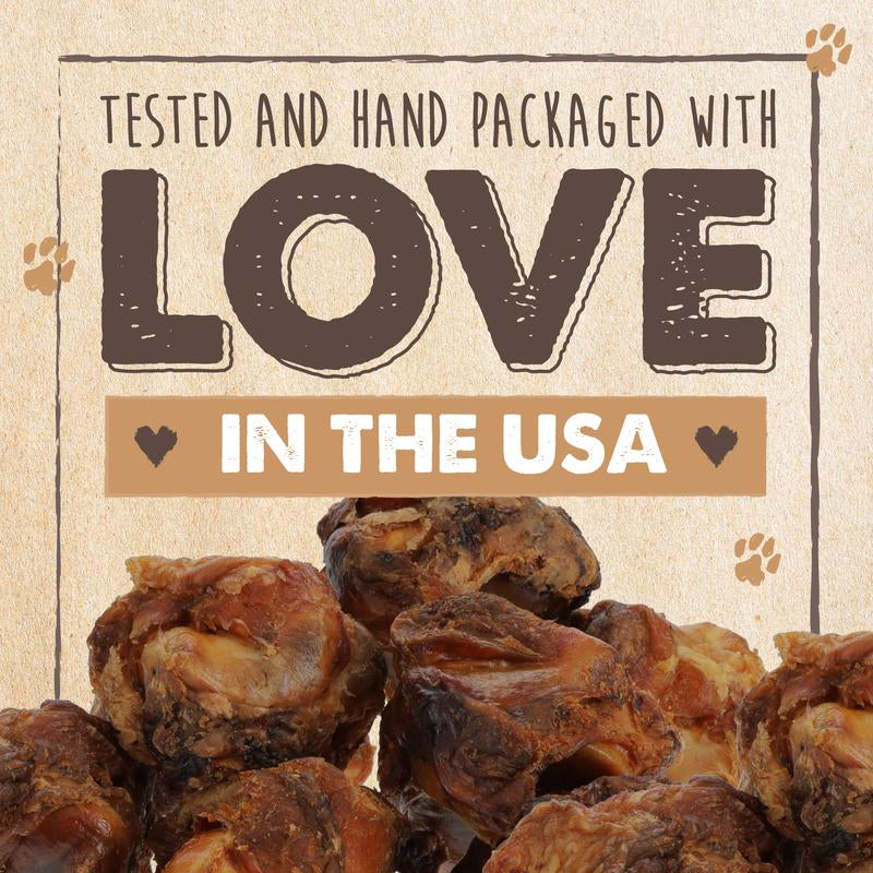 Mighty Paw Naturals Cow Kneecap Chews for Dogs 8 Pack - High Protein Meaty Treats Grain-Free Gluten-Free Lactose-Free