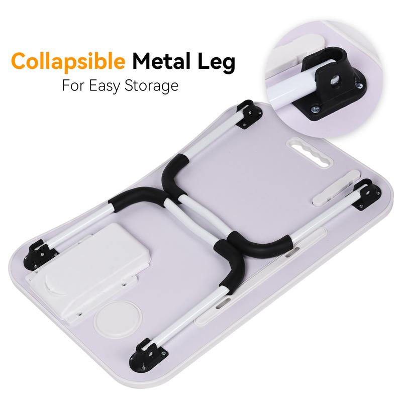 Laptop Bed Desk, Portable Foldable Laptop Table, Lap Desk Tray Table with 4 USB Ports, Storage Drawer and Cup Holder, for Bed/Couch Working, Reading