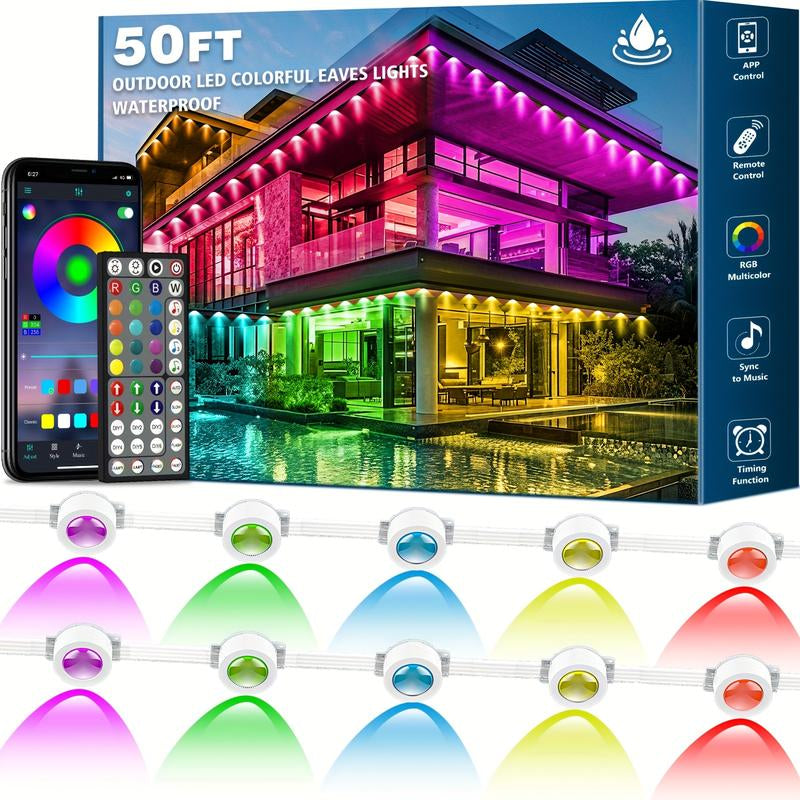 50-500 Ft Permanent Outdoor Light,Diy IP67 Waterproof RGB Outdoor LED Permanent Light, Comes with App and Remote Control, Best Choice for Party, Valentine'S Day Decoration, Garden and Gift for Boyfriend or Girlfriend, Patio Outdoor Light, Mutovlin,