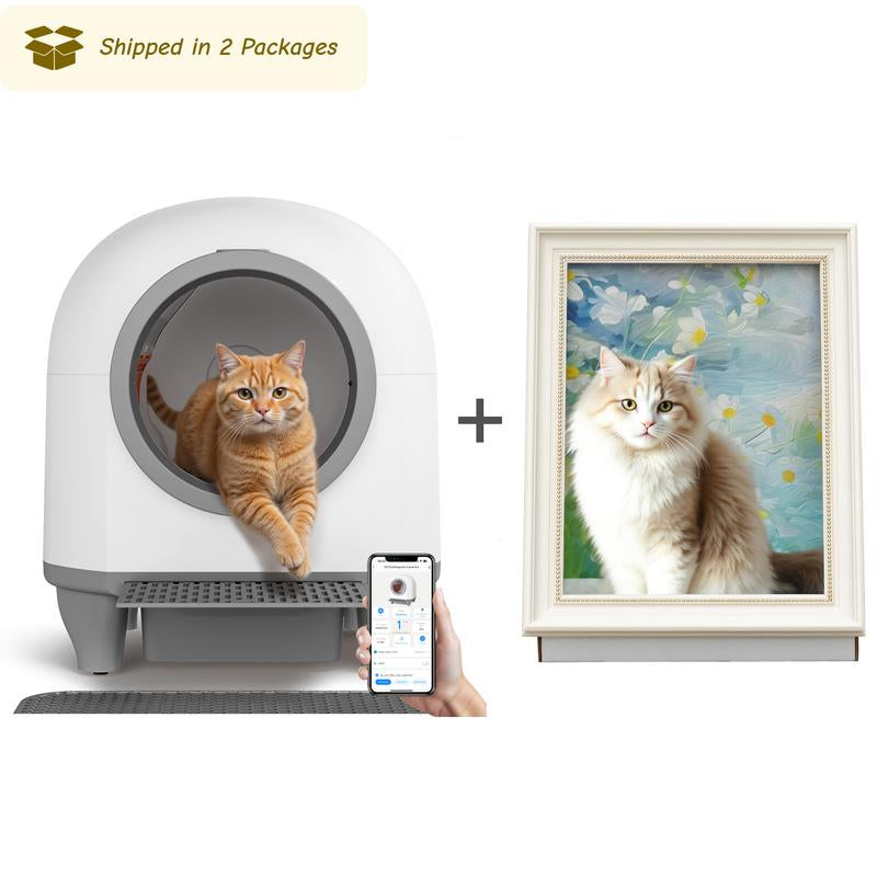 Warcat Smart Low-Noise Auto-Cleaning Litter Box 90L Self Cleaning Cat Litter Box App-Controlled via 2.4G Wifi with 10 Smart Sensors, Safety Protection, Easy Maintenance, Easy Setup & Clean Tiktokshopblackfriday