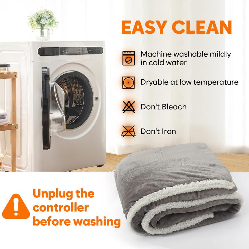 【Black Friday】Downcool Wearable Electric Heated Blanket with Sleeves & Hood & Foot Pockets Flannel Sherpa Blanket for Adults Heated Blanket with 1-12 Hours Auto-Off & 10 Heat Settings 50X70 Inch Electric Heating for Bedroom Home