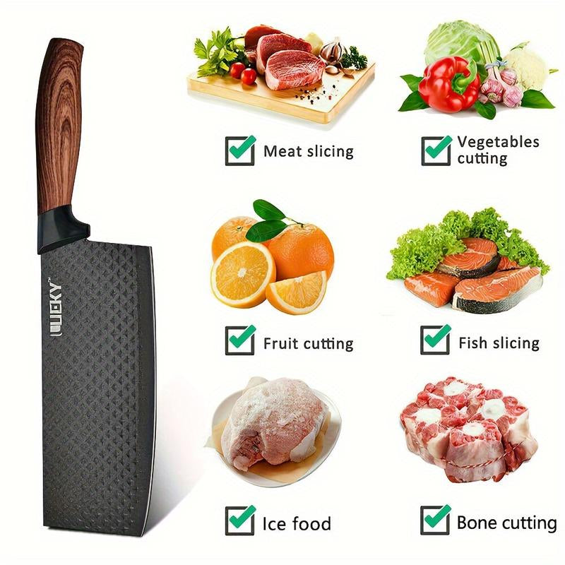 Professional 1/6" Kitchen Knife Set, Including a Chef'S Knife, Slicer, Scraper, and Scissors, Made of Stainless Steel with Super Sharp Blades and Non-Stick Ergonomic Wooden Handles, Suitable for Home and Travel, Gift Box