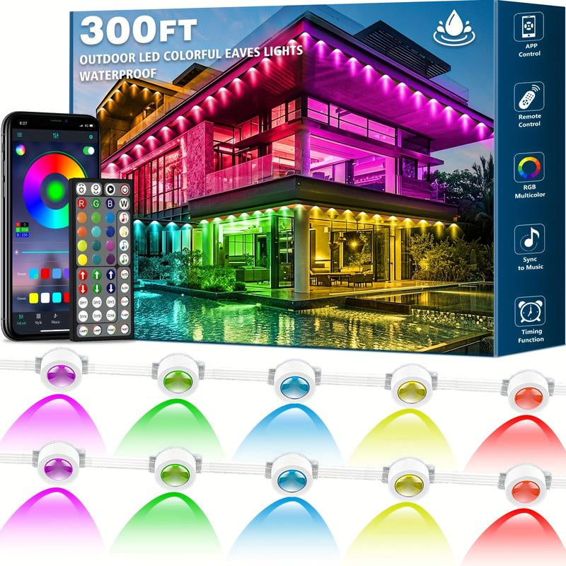 50-500 Ft Permanent Outdoor Light,Diy IP67 Waterproof RGB Outdoor LED Permanent Light, Comes with App and Remote Control, Best Choice for Party, Valentine'S Day Decoration, Garden and Gift for Boyfriend or Girlfriend, Patio Outdoor Light, Mutovlin,