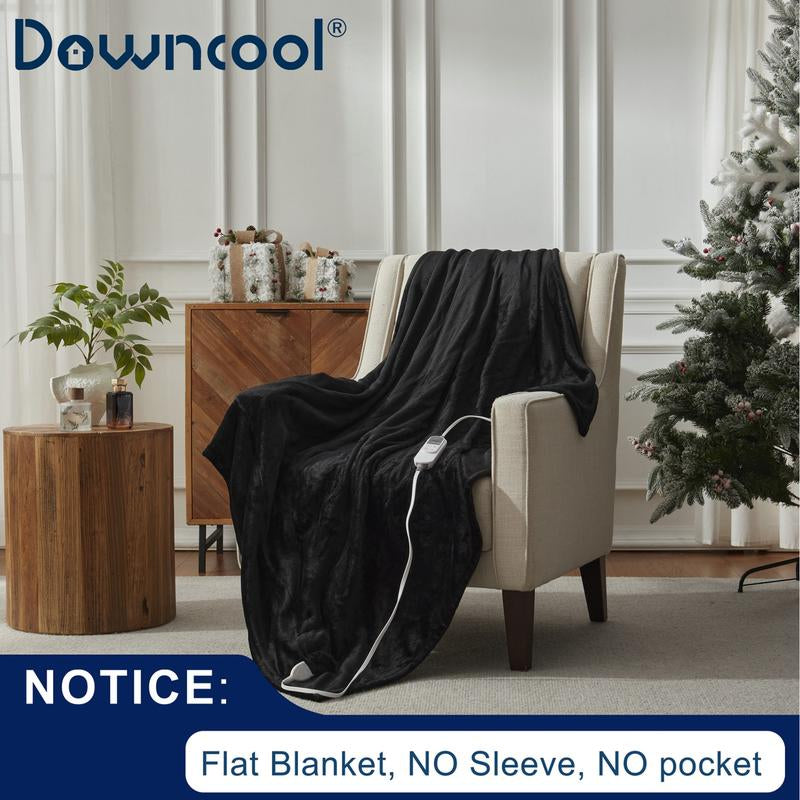 【Black Friday】Downcool Wearable Electric Heated Blanket with Sleeves & Hood & Foot Pockets Flannel Sherpa Blanket for Adults Heated Blanket with 1-12 Hours Auto-Off & 10 Heat Settings 50X70 Inch Electric Heating for Bedroom Home