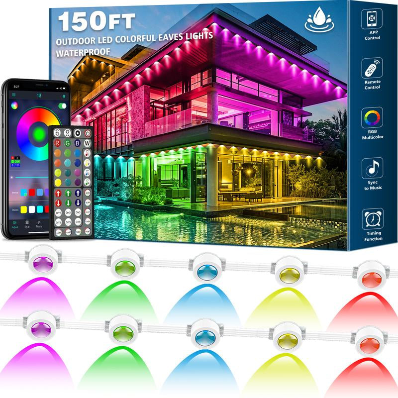 50-500 Ft Permanent Outdoor Light,Diy IP67 Waterproof RGB Outdoor LED Permanent Light, Comes with App and Remote Control, Best Choice for Party, Valentine'S Day Decoration, Garden and Gift for Boyfriend or Girlfriend, Patio Outdoor Light, Mutovlin,
