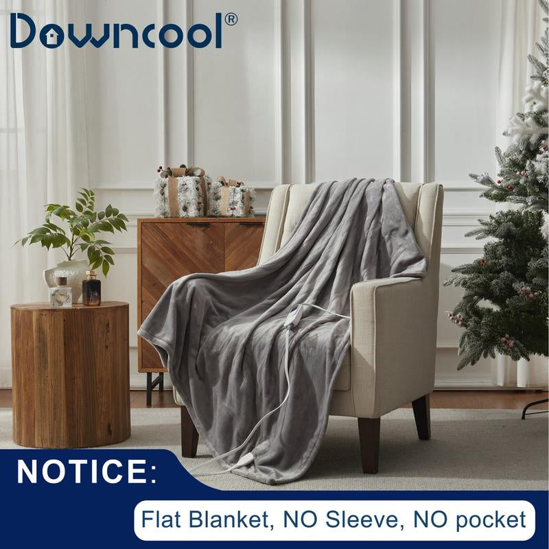 【Black Friday】Downcool Wearable Electric Heated Blanket with Sleeves & Hood & Foot Pockets Flannel Sherpa Blanket for Adults Heated Blanket with 1-12 Hours Auto-Off & 10 Heat Settings 50X70 Inch Electric Heating for Bedroom Home