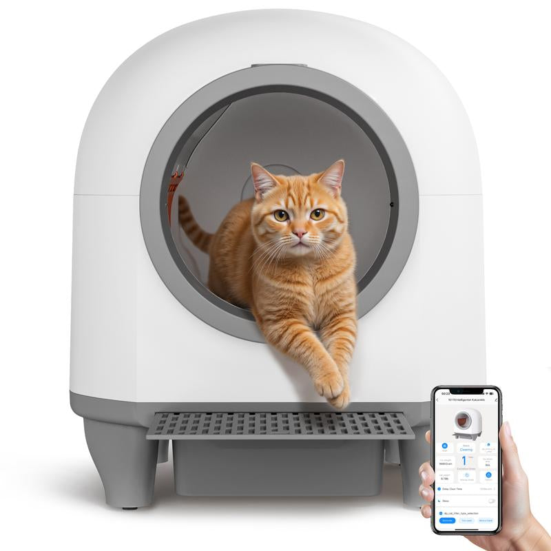 Warcat Smart Low-Noise Auto-Cleaning Litter Box 90L Self Cleaning Cat Litter Box App-Controlled via 2.4G Wifi with 10 Smart Sensors, Safety Protection, Easy Maintenance, Easy Setup & Clean Tiktokshopblackfriday