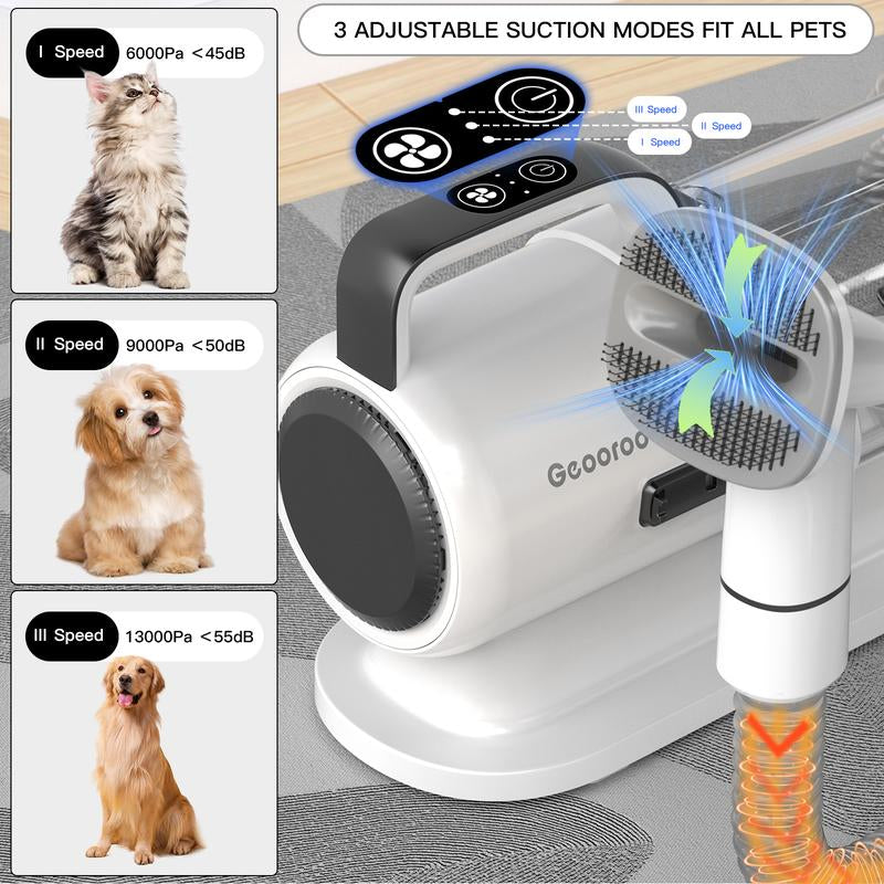 Tiktokshopblackfriday - Geoorood Dog Grooming Vacuum Kit with 13000Pa Suction Power & 2.2L Dust Collection for Furry Animal Cleaning #Tiktokshopcybermonday