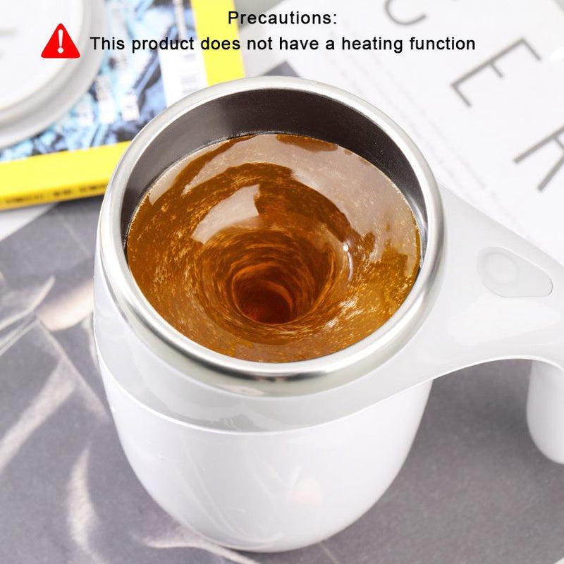 Coffeecup 380Ml Electric Coffee Mug with Lazy Rotating Magnet Design Stainless Steel Automatic Stirring Reusable Travel Mug White