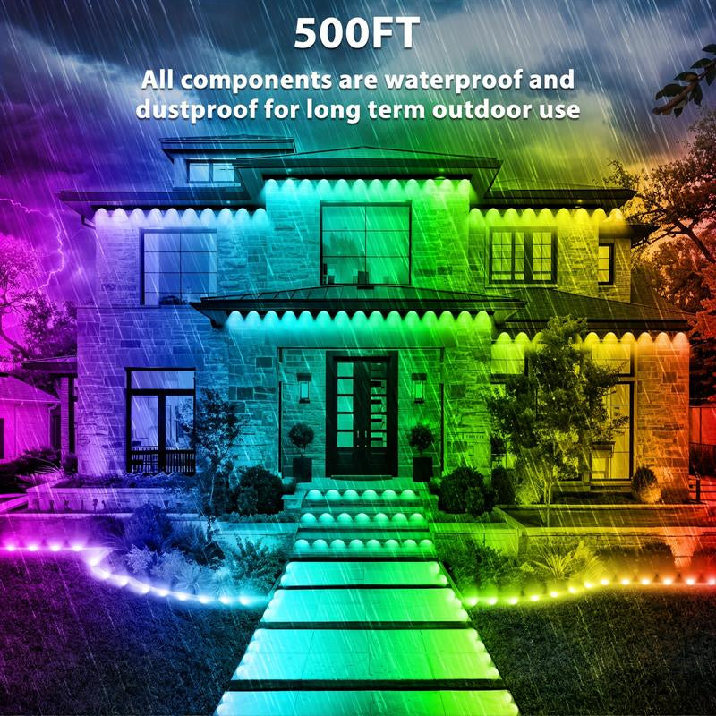 50-500 Ft Permanent Outdoor Light,Diy IP67 Waterproof RGB Outdoor LED Permanent Light, Comes with App and Remote Control, Best Choice for Party, Valentine'S Day Decoration, Garden and Gift for Boyfriend or Girlfriend, Patio Outdoor Light, Mutovlin,