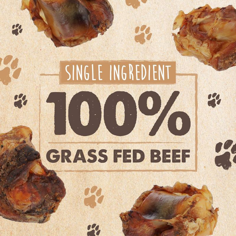Mighty Paw Naturals Cow Kneecap Chews for Dogs 8 Pack - High Protein Meaty Treats Grain-Free Gluten-Free Lactose-Free